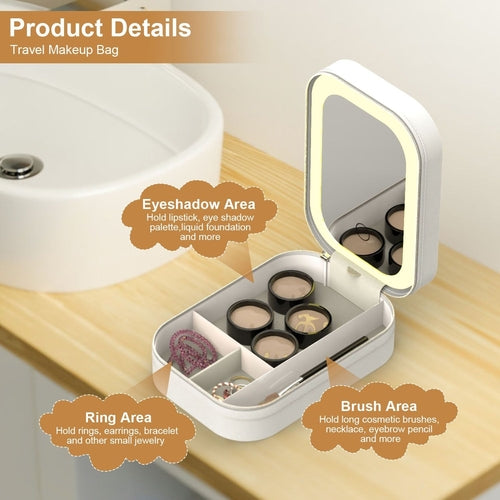 Portable Travel Makeup Bag With LED Mirror